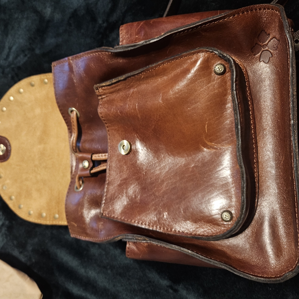 Patricia Nash Brown Leather Backpack with Gold Accents - Picture 5 of 7